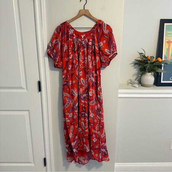 NWT Tuckernuck Sundry Red Cotton Floral Maxi Dress M/L - Picture 12 of 15